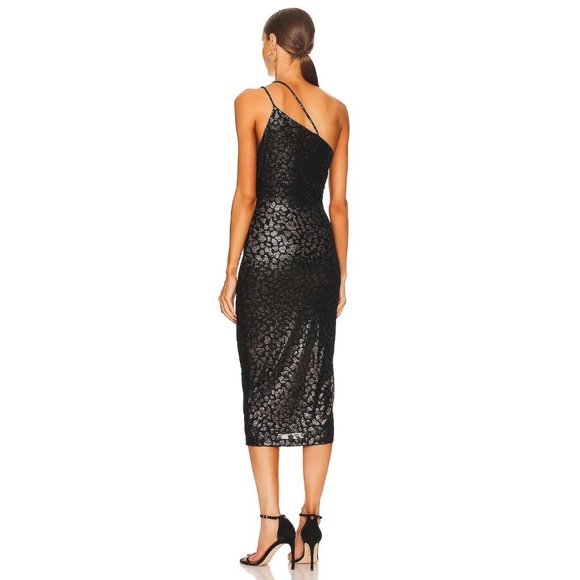 IRO NWT Bexly Leopard Metallic Asymmetrical Midi Dress size 44 (US 12) - Picture 2 of 11